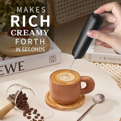 Image of SKYTONE Coffee Frother Electric with Dual Spring Tech, 13000 RPM-Stand-Up Design for Cream & Foamer for Coffee, Latte, Matcha, Hot Coffee (Black)