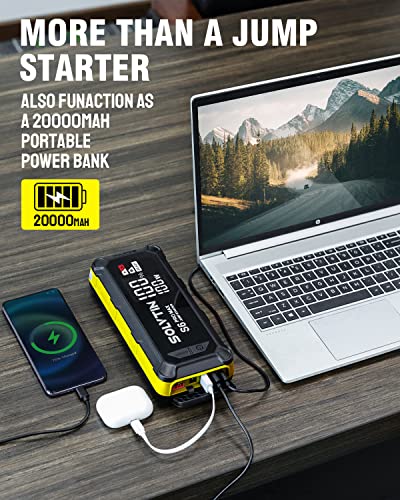 Solvtin S6 Pro Max Battery Jump Starter 3000A, Portable Jump Box For Up To 10L Gas And 8L Diesel Engine With Led Display, 12V Car Battery Booster Pack With 100W Two Way Fast Charging #TOP4