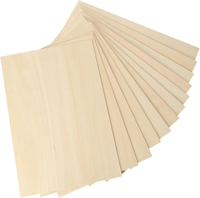 JMIATRY 24 Pcs Balsa Wood Sheets, 300x200x2mm Plywood Sheets, Unfinished Basswood Sheets for Home Decoration, DIY Crafts Projects, Woodcraft Model, Painting and Engraving