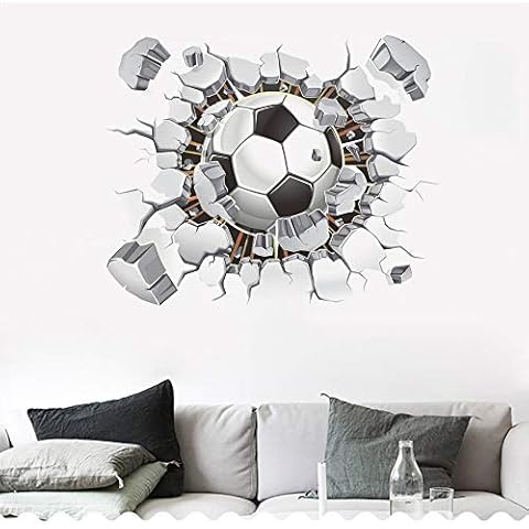 SITAKE 3d Football Stickers, Football Wall Stickers For Bedrooms For Boys, 3d Wall Art Vinyl Stickers For Boys Bedroom Playroom Living Room, 50 X 63cm Cover