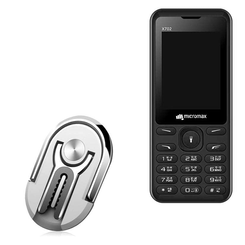 BoxWave Car Mount Compatible with Micromax X702 - Mobile HandGrip Car Mount, Finger Grip Mobile Car Mount Stand - Metallic Silver