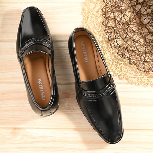 Image of Centrino Mens 6537 Formal Shoe for Men | Soft Cushioned Insole for All-Day Comfort | Stylish & Elegant Design | Perfect for Office, Business Casual & Formal Attire 6537-1 Black 11