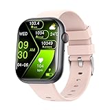 F58スマートウォッチ 日本製センサー 通話 多種健康管理 着信通知 高性能モデル 高精度データ測定 歩数計 2.1インチ超大画面 Bluetooth5.3通話 200+文字盤 50種類運動モード 運動記録 音楽再生 電卓 アラーム 音声アシスタント 音楽/カメラ制御 天気予報 アンドロイド/iPhone&Android対応 プレゼント (ピンク&ブラック 2色ベルト付き)