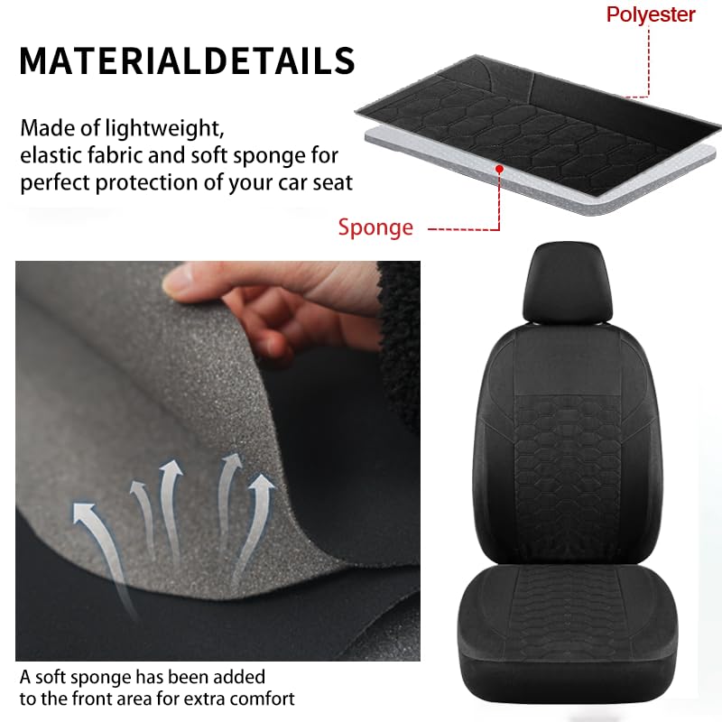 Universal Black Fabric Car Seat Covers Full Set - Compatible With Skoda Octavia, Superb, Fabia 9 thumbnail image