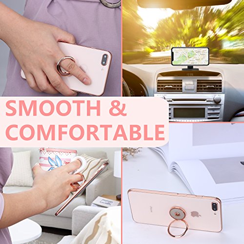 Phone Ring Holder Finger Kickstand - FITFORT 360° Rotation Metal Ring Grip for Magnetic Car Mount Compatible with All Smartphone-Rose Gold - Thumbnail 2