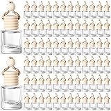 BBTO 100 Pcs Car Air Fresheners Diffuser with Wooden Cap Empty Aromatherapy Diffuser Clear Fragrance Holder Pendant Hanging Perfume Fresheners Bottles for Car Decor(Classic,Clear)