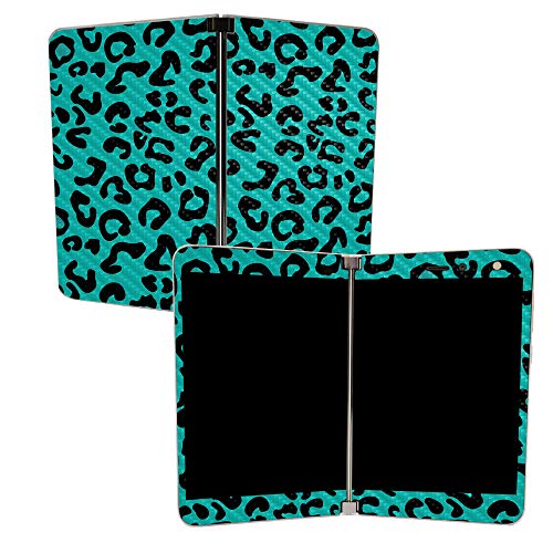 Image of MightySkins Carbon Fiber Skin for Microsoft Surface Duo - Teal Leopard | Protective, Durable Textured Carbon Fiber Finish | Easy to Apply, Remove, and Change Styles | Made in The USA