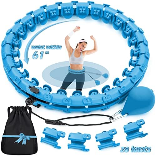 28 Detachable Knots Smart Weighted Hula Hoops with Premium Sports Bag for Gym Helps in Fast Adults Weight Loss| Women Men Kids Fitness Pilates Ring Circle| Exercise Equipment and Abdomen Massager