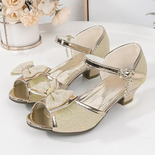 IWIHMIV Girls Sandals Low Chunky Heels Ankle Strap Toddler Girls Dress Shoes Open Toe Flower Girl Sandals for Wedding3