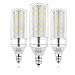 E12 LED Bulbs, 12W LED Candelabra Bulb 100 Watt Equivalent, 1200lm, Decorative Candle Base E12 Corn Non-Dimmable LED Chandelier Bulbs, Cool White 6000K LED Lamp, Pack of 3