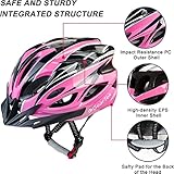 GearTek Bicycle Helmet With Sun Visor, Lightweight Adjustable Cycle Helmet Adult, Safety Mountain Bike Helmet Men Womens Ladies Unisex, MTB BMX Skateboard Scooter Cycling (Pink + Black) - Image 2
