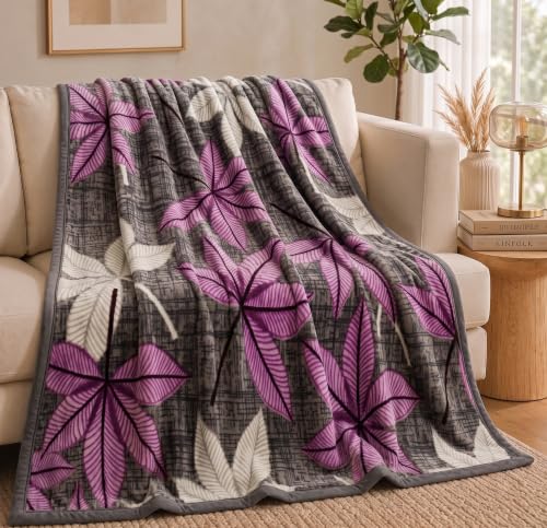 Image of BSB HOME 280 GSM Micromink Blanket, 2.5 Kg Premium Soft Warm Cozy Blanket, Plush Floral Printed Winter Blanket for Single Bed, Ultra Soft Comfortable Bedding,60 x 88 Inches(152 x 220cm)-Orchid Purple