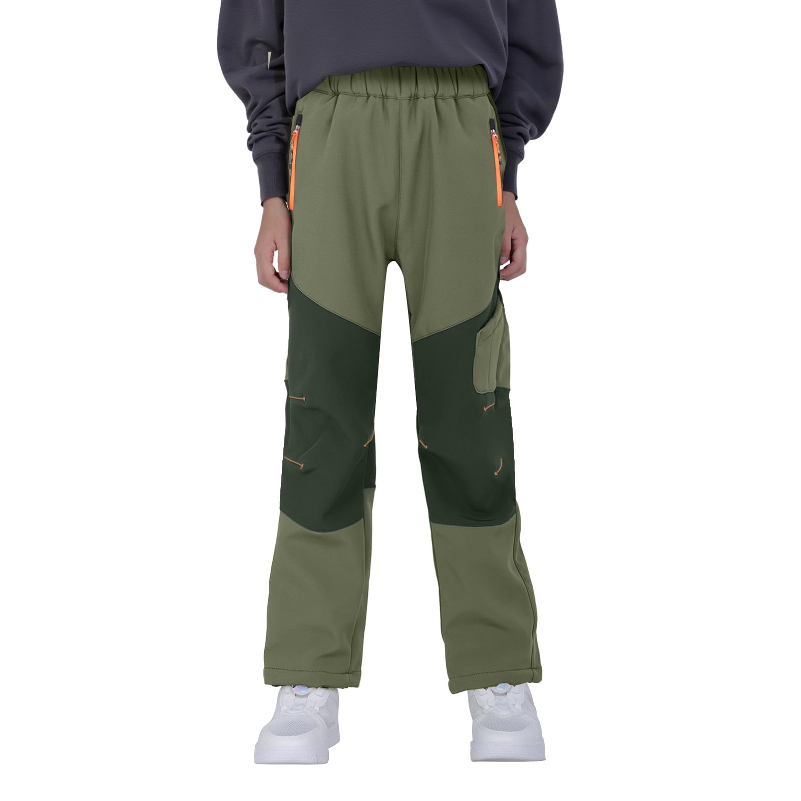 SUKUTU Pantalones Outdoor para niños Elasticidad Pantalones de Montañismo con Forro Polar Niñas Niños Gruesos Impermeables Otoño e Invierno