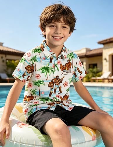 Image of Boys Hawaiian Shirt Kids Button Down Aloha Beach Hawaii Tops 5-14Y