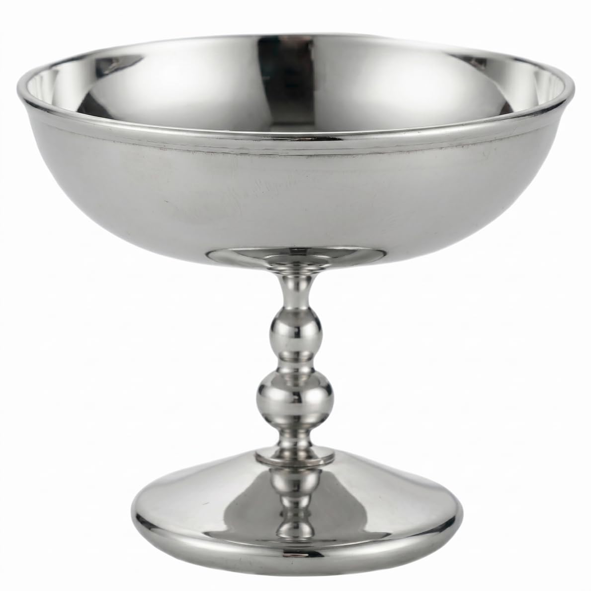 Wilafury Silver Pedestal Bowl, 304 Stainless Steel Footed Serving Bowls for Desserts, Fruit, Candy & Snacks, French Vintage Style