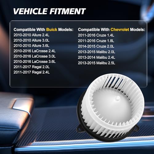 Image of 700269 Blower Motor for Chevrolet Cruze 2010-2016, for Chevrolet Malibu 2013-2015, for Buick Lacrosse /Regal /Allure 2010 2011 2012 2013 2014 2015 2016, Heater Blower Motor Replace# 13263279