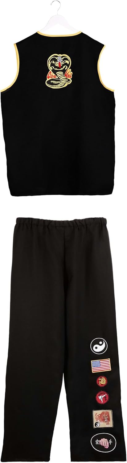 Adult Cobra Kai Costume Mens, Official Karate Kid Sleeveless Black Gi Uniform Halloween Outfit - Image 4