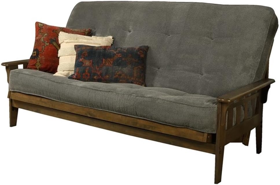 Kodiak Tucson Queen Futon Frame and Mattress Set - Wood Futon with Mattress Included in Stone Color