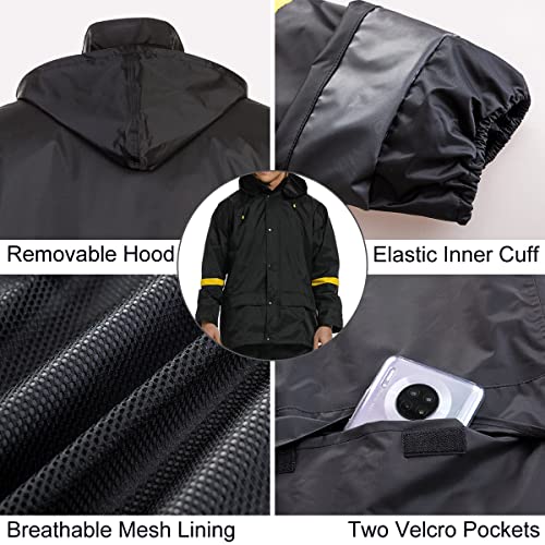 Classic Rain Suits for Men Breathable Rain Gear for Waterproof work, Hooded Coats Jacket and Pants2