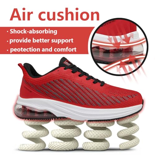 Foto von sotirsvs Sportschuhe Herren Laufschuhe Damen Leichtgewicht Luftpolster Turnschuhe Straßenlaufschuhe Sneaker Joggingschuhe Atmungsaktiv Gym Fitness Outdoor Schuhe RedWhite 43 EU