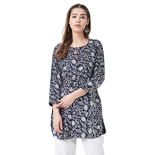 Image of Tissu Women's Green & Pink Floral Printed Kurti