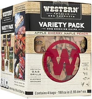 Western Premium BBQ Products BBQ Smoking Chips Variety Pack, 4 Pack