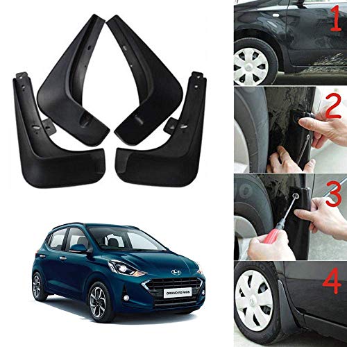 Image of Oshotto (O.E.M Fitting Cup Type) Mud Flap /Splash Guard Compatible with Hyundai i10 Grand NIOS (Set of 4)