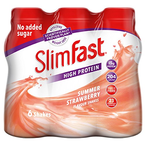 SlimFast eiweissreicher Sommer-Erdbeeren Shake, 325ml, 6er Packung