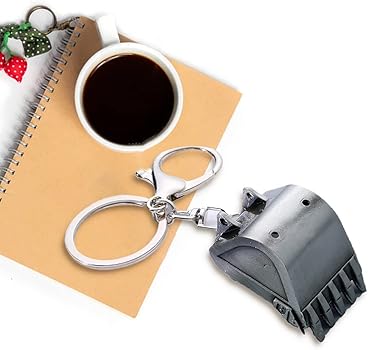 kapitomanio Excavator Keychain Metal Bucket Hook Key Ring Pendant