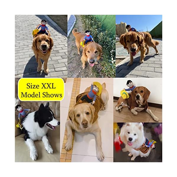 Seis pet riding costume novelty pet supplies cowboy rider horse riding designed dog apparel party dressing up clothing halloween (xxl) - image 7