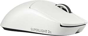 Pro X Superlight 2c Wireless Gaming Mouse: 51g Compact Mini Size, Symmetrical Shape, <8 kHz Polling, 44K DPI, PowerPlay Wireless Charging Supported, USB-C, 5 Programmable Buttons, for PC/Mac - White