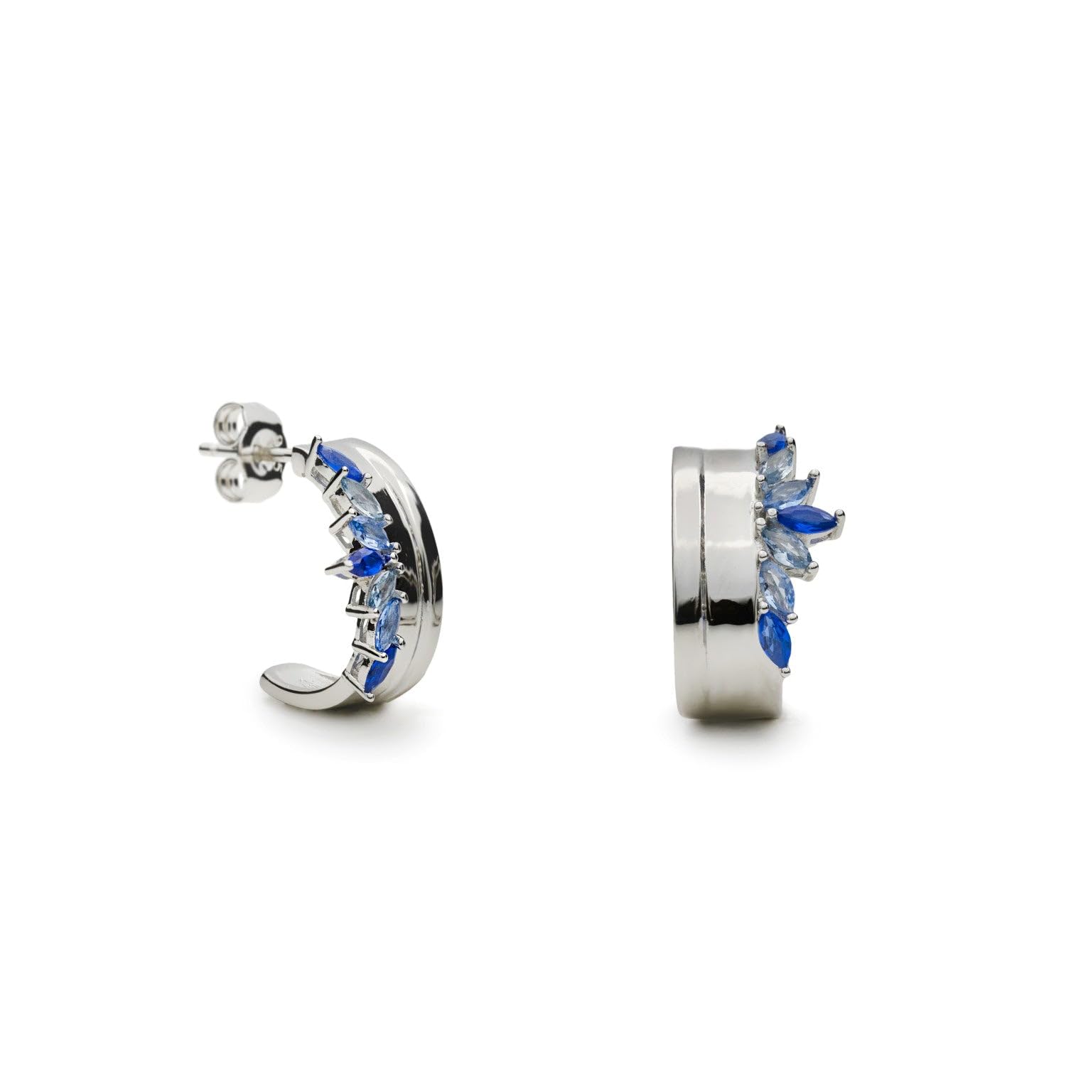 Pendientes gemas de colores en tonos azul inspiración floral