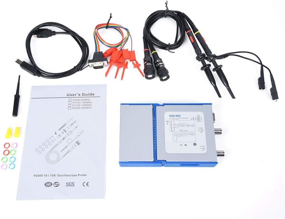 USB PC Oscilloscope,Oscilloscope Logic Analyzer Digital Oscilloscope, OSC482L USB PC Portable Virtual Oscilloscope 20MHz Bandwidth with 4 Channel Logic Analyzer