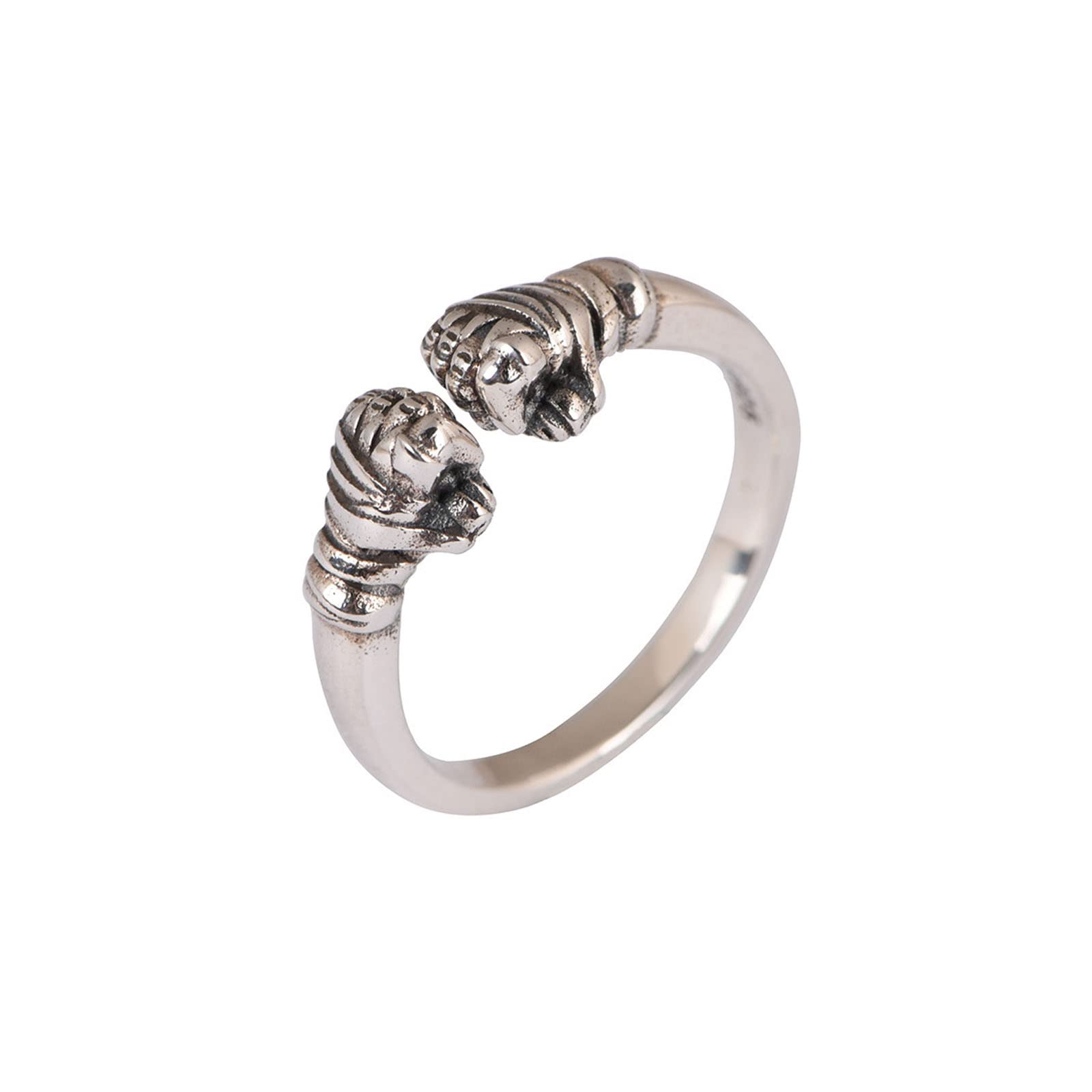 Bague ouverte en argent sterling double poing pour femme S925 style thaï