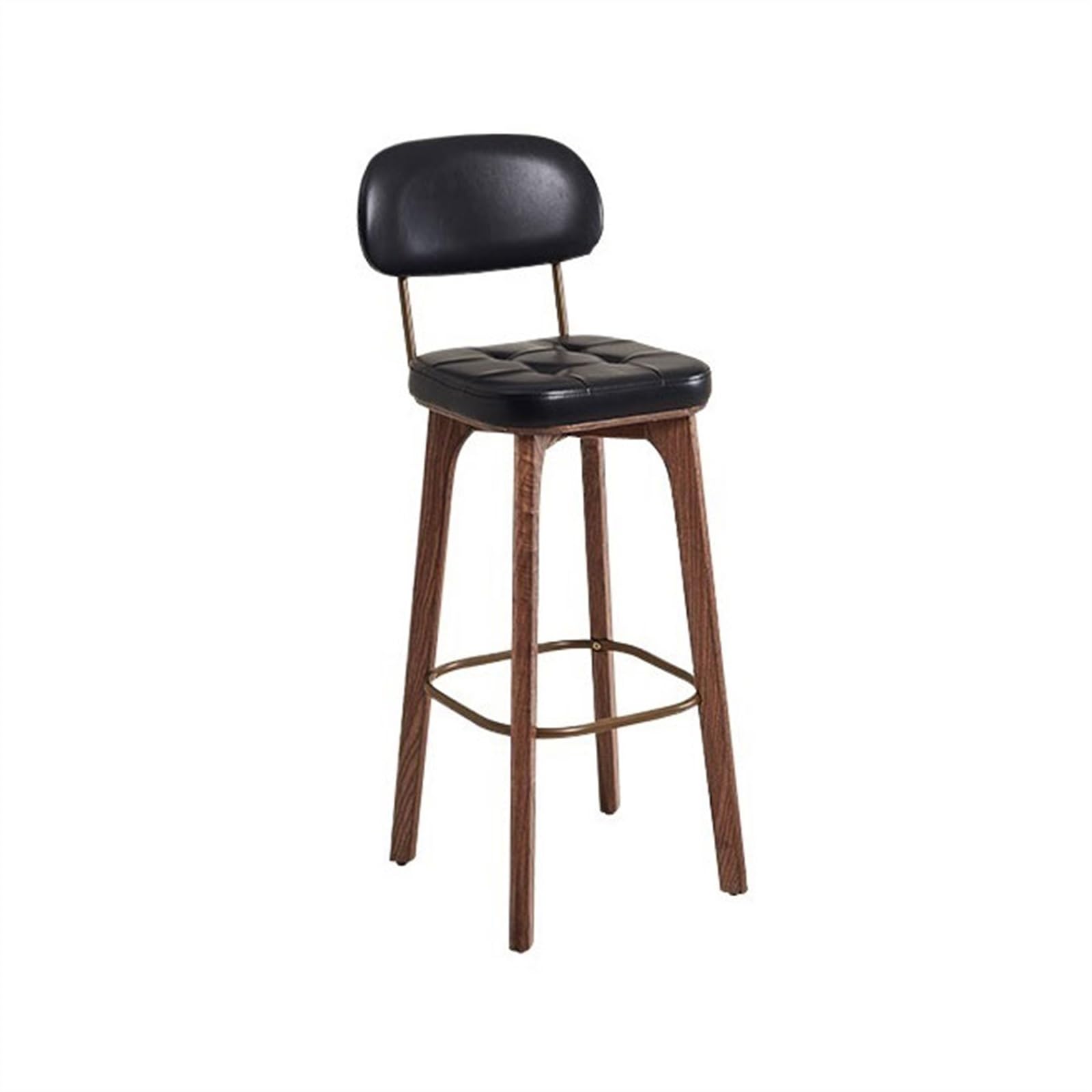 Eines Black Home Bar Furniture Retro Light Luxury Bar Chair Backrest Wooden High Stool Household Simple Bar Chair Cashier Commercial High Stools Counter Barstool(Black)