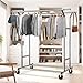 Simple Houseware Heavy Duty Double Rail Clothing Garment Rack, Holds Up to 200 lbs, 43 to 67 Inches Extendable Rod, Chrome