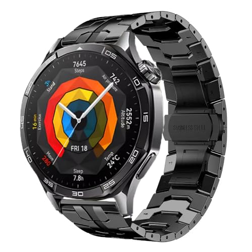 HKTS Para Huawei Watch GT5 46mm correa de Metal pulsera de negocios 22mm para Huawei Watch GT 46mm/GT2e/GT3 46mm correas de reloj de acero inoxidable(Black 2)