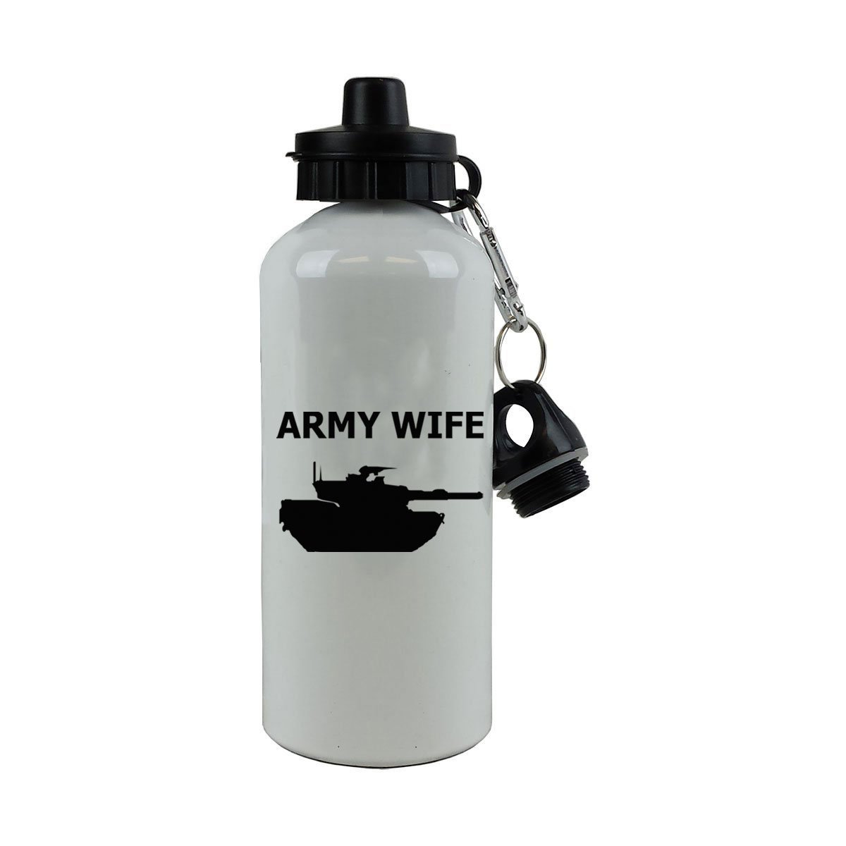 CustomGiftsNow White Aluminum Sport Water Bottle - 20 Oz, Replacement Top With 2 Lids, FREE Personalization