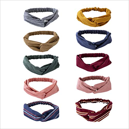 10 Pack Knotted Headbands Boho Criss Cross Headband Knot Turban Twisted Elastic Hair Band Accessories For Women Girls