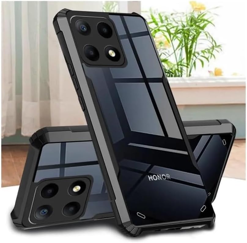 Muzz Honor X7C Case Shockproof Cover 360 Degree Protection Design Best Camera Protection Transparent Hybrid Back Black Bumper Cover Case for Honor X7C 2024