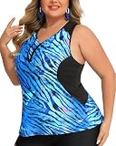 Angel season Plus Size Tankini Swimsuits for Women, Zippered Swim Suit with Sport Bra Elastic Breathable Fabric Sun Protection Green...