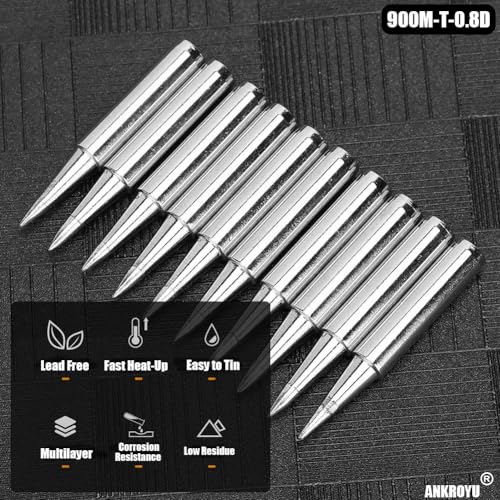 Image of 900M T 0.8D 10PCS Soldering Iron Tip, Brass Solder Iron Tip, No Lead Copper Solder Tip, No Lead Solder Iron Tip Set for Welding Tool Accessory, ANKROYUm48kbh1auc