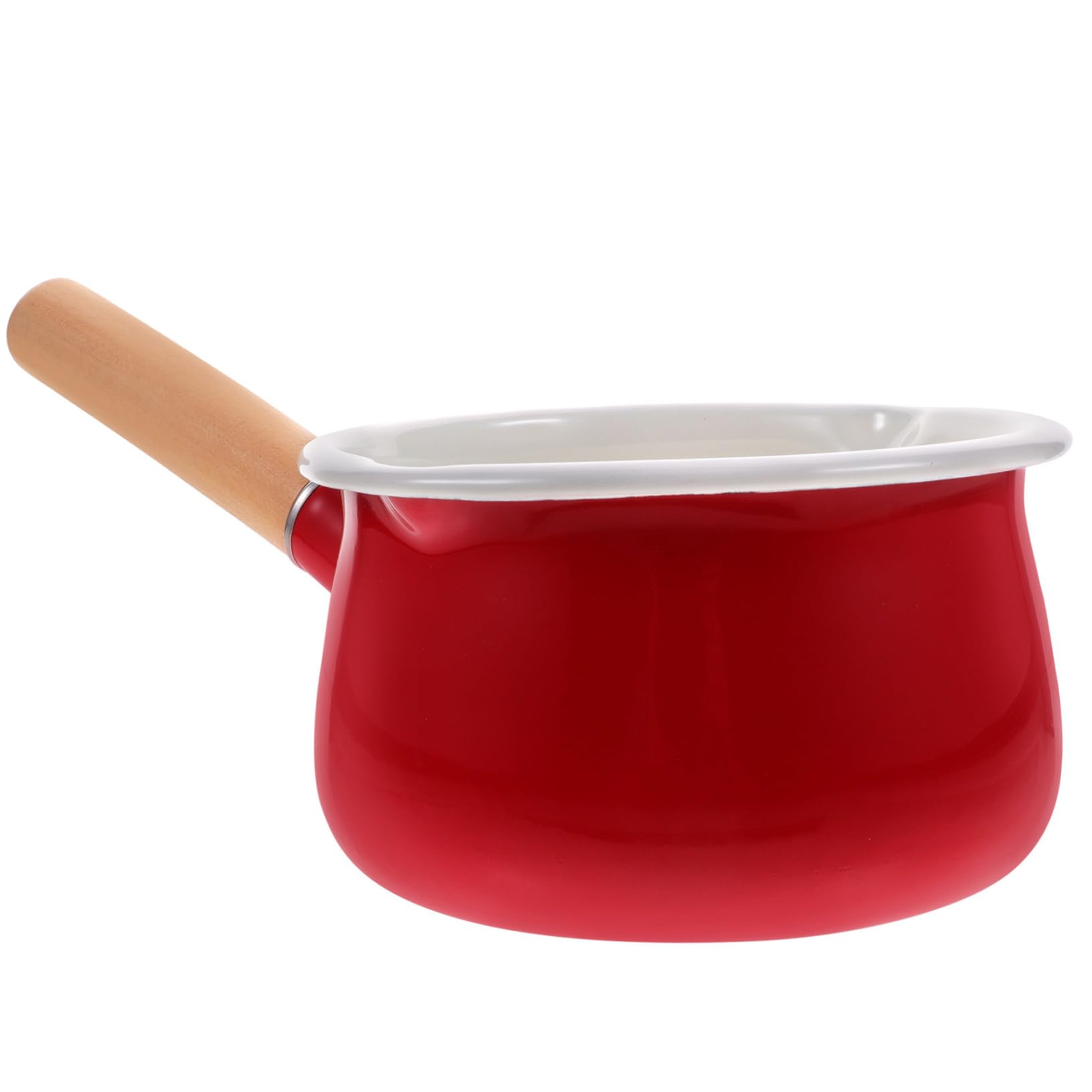 Pentola per Latte Smaltata 15Cm Doppio Beccuccio Manico Ergonomico Antiscottatura Adatta per Cottura di Noodles Salse Dessert e Alimenti per Bambini