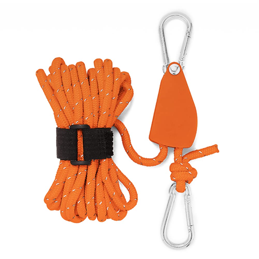 Kexpery Black Tent Wind Rope Tensioner Reflective Nylon Awning Wind Rope Tie With Fixed Buckle Tent Wind Rope For Outdoor (Orange)