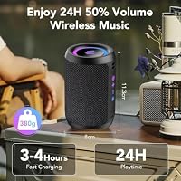 Portable Bluetooth Speaker with Lights, Bluetooth 5.4 Speaker, All Day Playtime, Powerful Crystal Clear Sound,15W Loud Stereo Sound, IPX7 Waterproof,TWS pairing for Home/Party/Travel/Outdoor,Black — image 6
