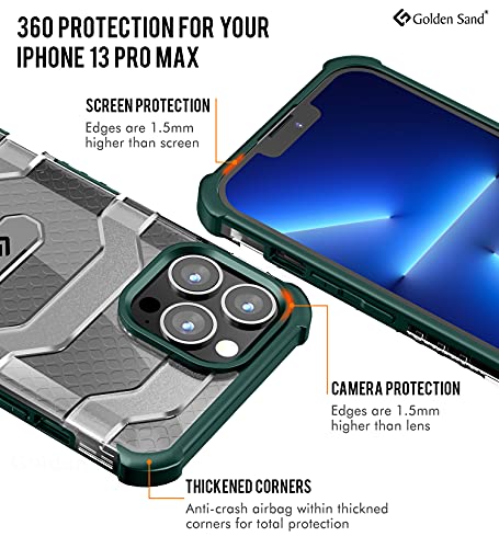 Image of Golden Sand [Explorer Series Apple iPhone 13 Pro Max Back Cover Shockproof Semi-Transparent Rugged Military Grade Phone Case, Certified Drop Protection, Military Green