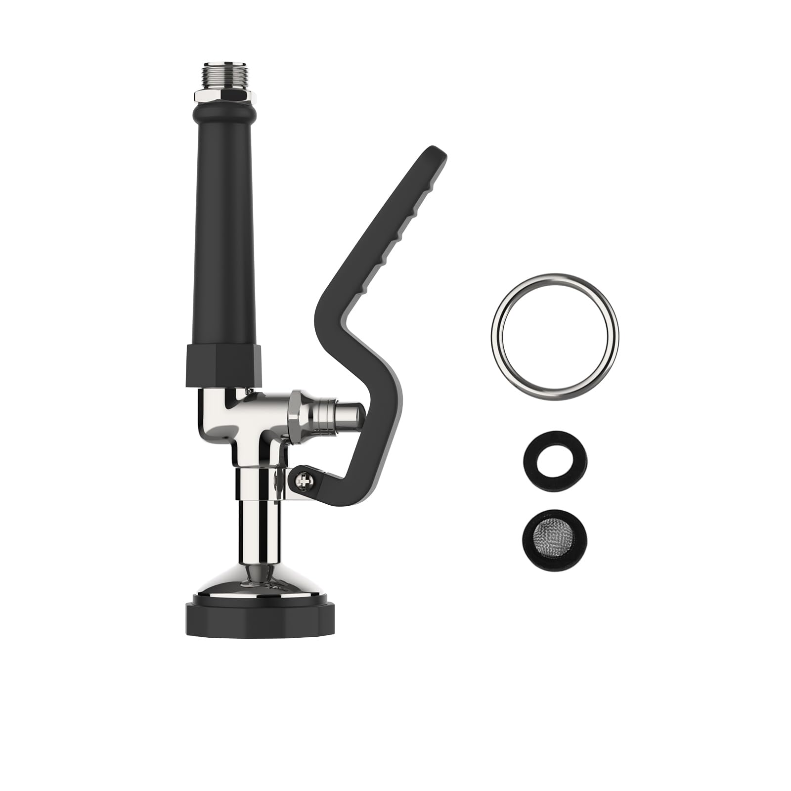 Commercial Sink Sprayer Pre Rinse Sprayer Commercial Dish Spray1.42GPM Dish Spray Nozzle Spray Valve,Polished Chrome Finished Commercial Faucet Parts Kitchen Sink(Black)