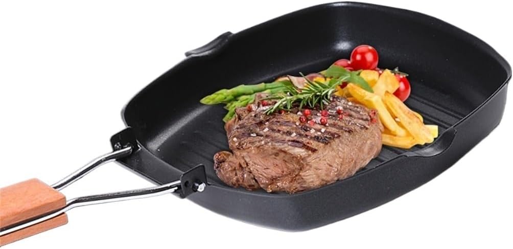 Folding barbecue roasting pan outdoor portable BBQ square steak picnic non-sticky teppanyaki grill pot