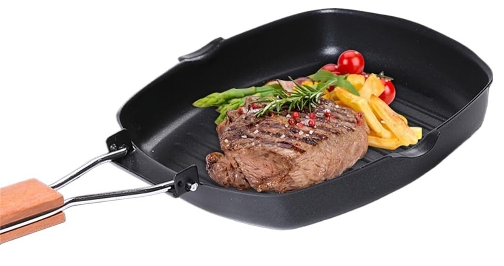 Składana nieprzywierająca patelnia grillowa Teppanyaki ze stali węglowej na piknik na świeżym powietrzu Gotowanie steków 20-24 cm(24cm)