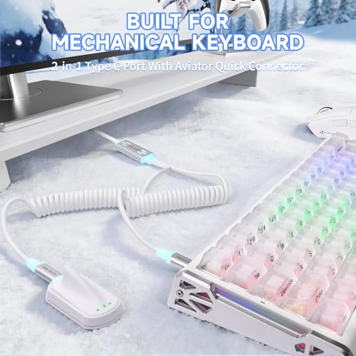 Cable de teclado USB-C mecánico para juegos con carga rápida 8K y luces 2